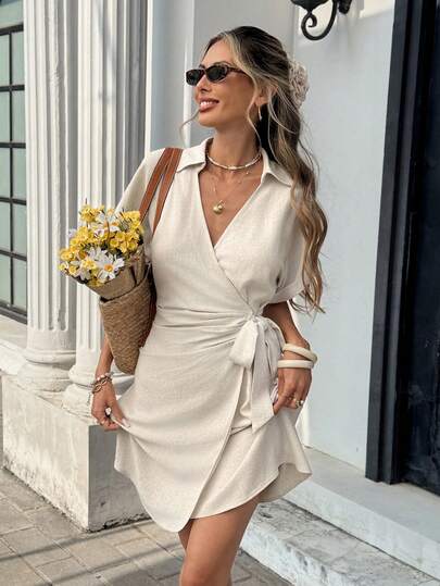 Serisse Women's Solid Color Minimalist Short Sleeve Mini Dress, Casual Everyday Wear,Summer ,Spring Outfit Women ,Valentine's Day,Carnival, Beach , Party ,Wedding ,Elegant,Vacation, Casual