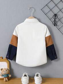 SHEIN Genkimix Kids 男童撞色纽扣前袋休闲长袖外套 - 彩色 - 查看 2