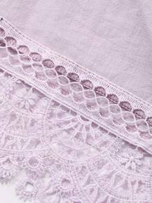 DAZY Camisón corto holgado de mujer con parches de encaje y pliegues - Morado - Ver 7