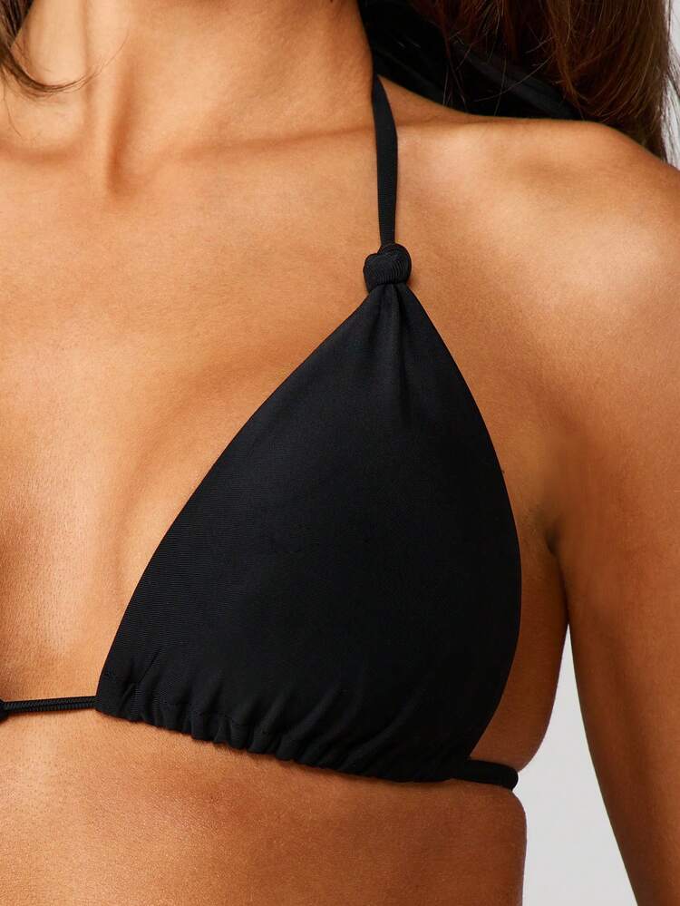 MISSGUIDED Triangle Bikini Top With Halter Neck Straps Tie Detail Summer Beach Swimwear For Pool Party Vacation