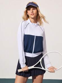 CourtClass Women's Casual Sports Contrast Color Zip-Up Jacket - Multicolor - View 5
