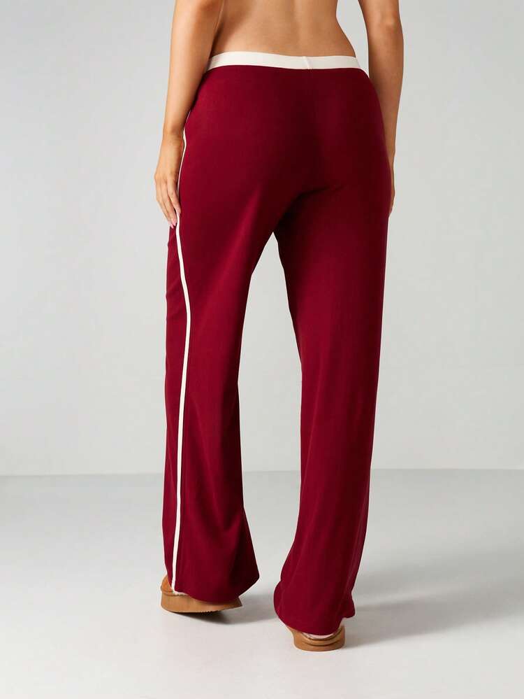 MISSGUIDED Contrast Trim Heart Detail Wide Leg Lounge Pants With High Rise Waistband And Palazzo Style