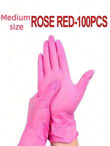 100PCS Powder Free Disposable Rose Red Nitrile Gloves For Kitchen Bathroom Bedroom Hair Salon Tattoo Studio Multi Purpose Use - Hot Pink - View 24