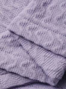 DAZY Women's Textured Knit Fabric Lace Patchwork Nightgown - Mauve Purple - View 7