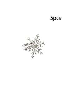 5Pcs Christmas Metal Christmas Tree Snow Napkin Buckle, Hotel Table Napkin Ring - Multicolor - View 3