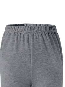 SHEIN Setelan 2 Potong Baju Hoodie dan Celana Olahraga Kasual untuk Anak Laki-laki, Cocok untuk Sehari-hari, Bepergian, Olahraga Musim Gugur dan Musim Dingin - Dark Grey - View 7