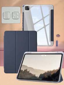 1个透明蓝色亚克力三折支架，带笔槽，高透明后盖，防摔，支持睡眠/唤醒功能，简约/经典/休闲风格iPad三折保护壳，兼容iPad Mini 6/9.7/10.2/10.5/Air 4/Air 5/10.9/Pro 11英寸/第十代/12.9/Air 11英寸(M2)-2024/iPad Air 13英寸(M2)-2024/iPad Pro 11英寸(M4)-2024/iPad Pro 13英寸(M4)-2024/iPad Air 13(M3 2025)/iPad Air 11英寸(M3) 2025/iPad (A16) 11英寸第十一代2025款 - 深藍 - 查看 15