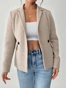 Plus Size Blazers - Apricot - View 3