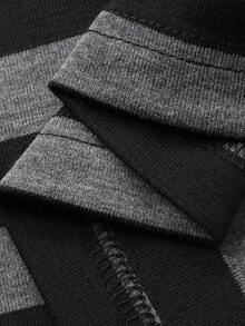 DAZY 青少年男童夏季休闲日常通勤撞色条纹印花宽松T恤