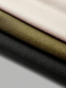 SHEIN BASICS 3件套纯色针织长袖修身高领迷你连衣裙（女款） - 軍綠色 - 查看 6