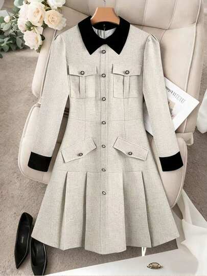 Franclia 女士优雅别致拼色连衣裙