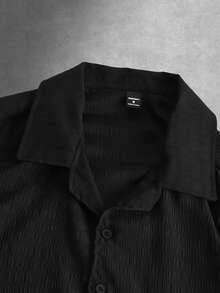 Manfinity Hypemode Men's Solid Color Minimalist Casual Long Sleeve Shirt Men Black Long Sleeve Shirt Crop Men S Shirt Black Cropped Shirt Men Men S Boxy Shirt - Black - View 3