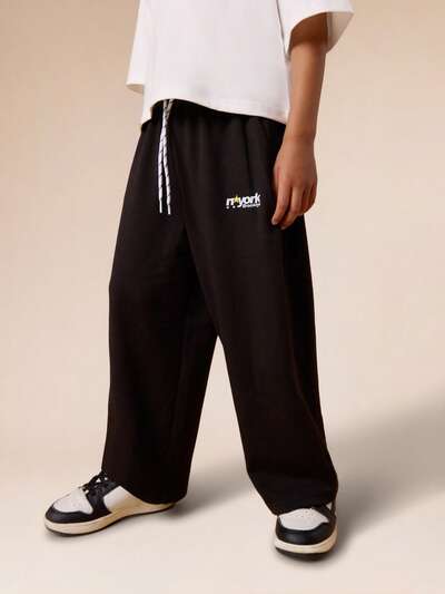 Pantaloni a gamba larga con stampa del logo