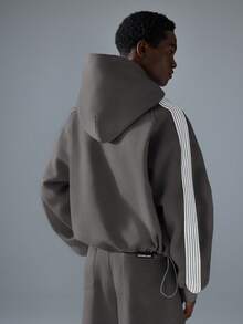 NEON BLANC 男士街头时尚刺绣灰色针织连帽衫 - 深灰色 - 查看 3