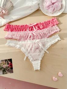 Set de 3 piezas de ropa interior con encaje para el Día de San Valentín en tallas grandes - Multicolor - Ver 1