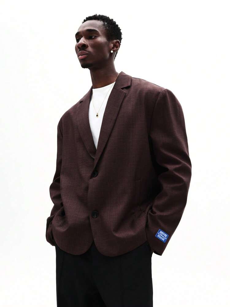 Textured Two Button Blazer With Classic Lapels