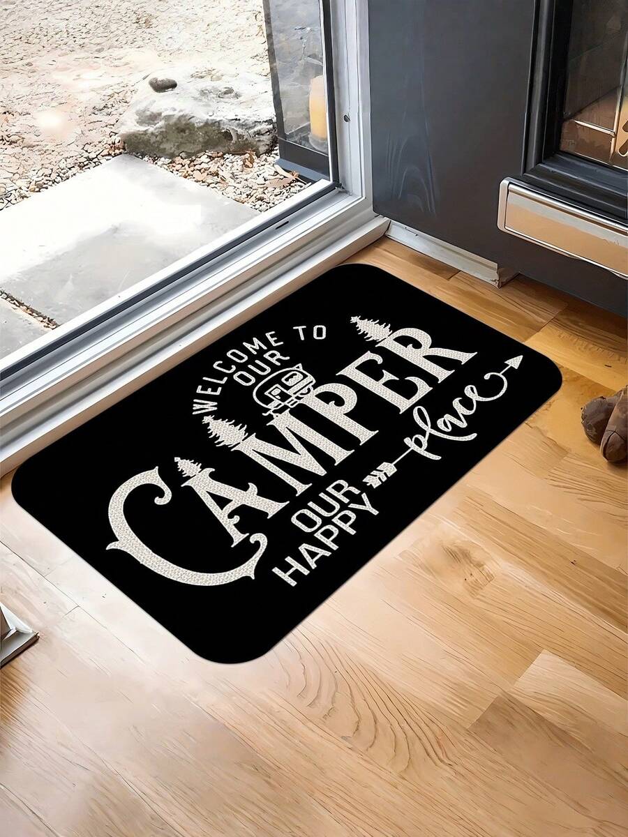 1pc Doormat - Bedroom Rug, Entrance Rug, Suitable For Home Decor, Rv Entrance Mat, Room Accessories, Living Room, Reading Room, Bedside Accessories, Sofa, Balcony - Black and White - View 1