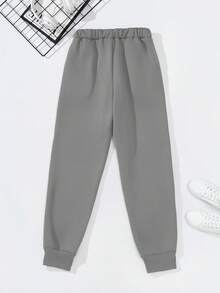 SHEIN Casual Loose Fit Graphic Print Pocket Design Sweatpants For Teenage Boys, Suitable For Daily Casual, Commuting And Sports Wear - Light Grey - View 2