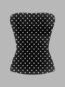 SHEIN EZwear 4pcs Women's Retro Polka Dot, Stripe, Floral Romantic Elegant Solid Print Pattern Versatile Comfortable Casual Sexy Camisole Tops, Family Pack, Matching Sister Set, Chic, Suitable For Outings, Parties, Dates, Y2K,Polka Dot Top Spring - Multicolor - View 3