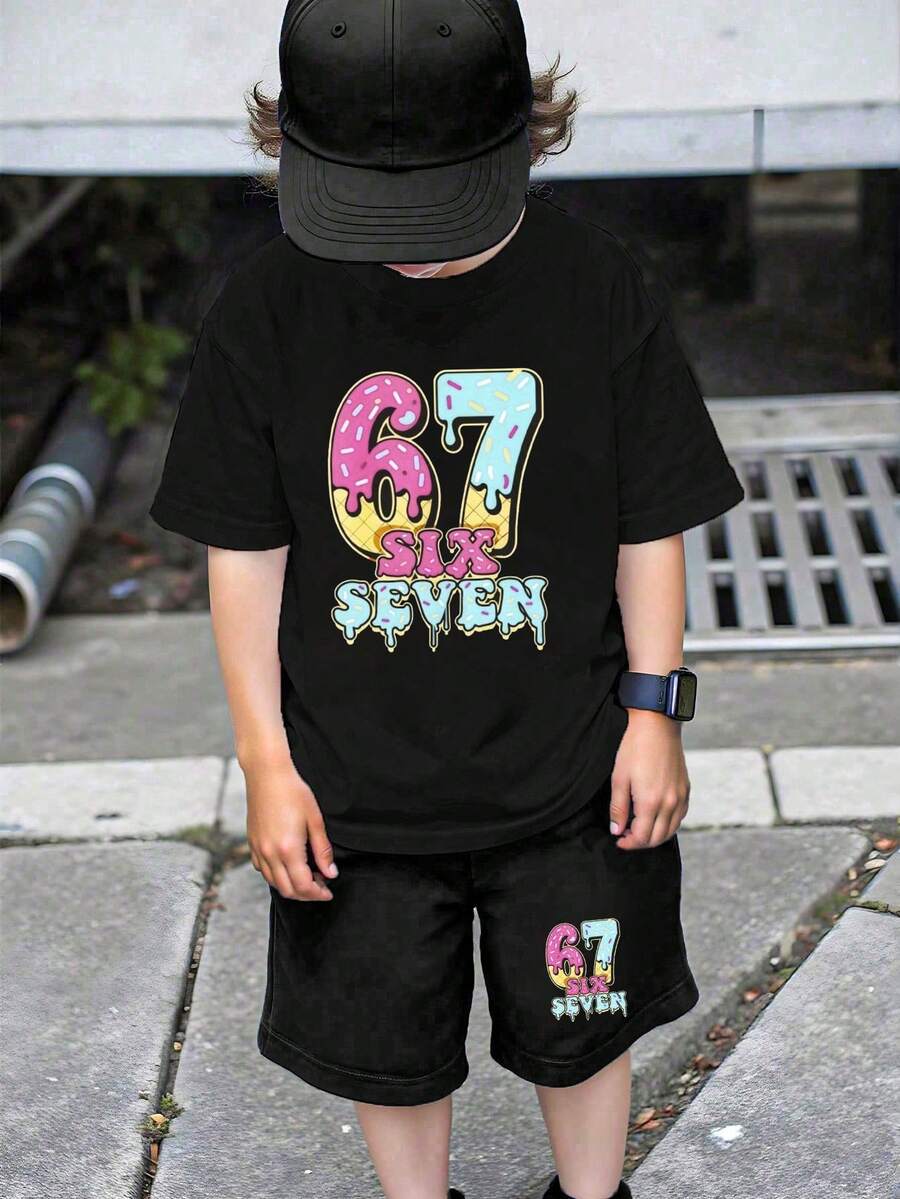 Bộ áo thun tay ngắn Young BoyBasic + quần short đen - Nhiều màu - màu đen - Xem 1