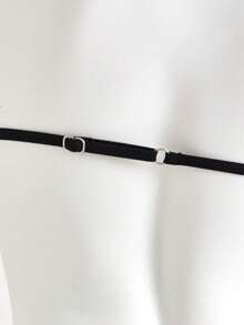 3件套少女黑色纯色比基尼套装，休闲沙滩度假彩色花卉图案泳装，夏季沙滩装 - 黑色 - 查看 8