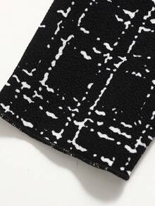 Teen Girl Bow Collar Metal Buckle Deco Long Sleeve A-Line Maxi Elegant Dress, Elegant Plaid Mid Dress, Elegant Black Dress, Suitable For Casual Daily Wear Girls Matching Dresses - Black - View 11