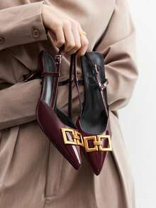 CUCCOO BIZCHIC Giày cao gót mũi nhọn gót thấp màu đen quai hậu cho nữ, thoải mái, đa năng, phù hợp đi làm. - Cà phê - Xem 5