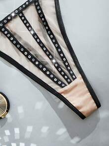 MidnightGlam 亮片吊带女士性感内衣套装，包含性感文胸和内裤两件套 - 黑色 - 查看 5