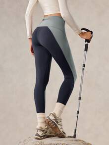 OutZeal 女士吸湿排汗、如黄油般柔软、带收腹口袋、撞色运动紧身裤，日常休闲款 - 藍色 - 查看 10