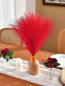 10 cành cỏ lau nhân tạo trang trí phong cách Boho, cỏ lau giả cao lớn, xù xì, dùng để lấp đầy bình hoa, trang trí nhà nông trại, nhà bếp, phong cách Bohemian, trang trí phòng, tiệc cưới (Màu đỏ) - Đỏ - Xem 7