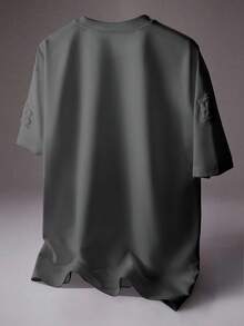 Manfinity Hypemode Herren einfarbiges lässiges T-Shirt mit Rundhalsausschnitt und Kurzarm, Grafik-Shirt Herren Grau, Grafik-Shirt Herren, Herren Oversized Grafik-Shirt - Dunkelgrau - Übersicht 2