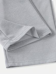 SHEIN 3件組 大女孩純色刺繡寬鬆圓領上衣 + 格紋條紋披肩 + 成套休閒運動長褲 - 灰色 - 查看 8