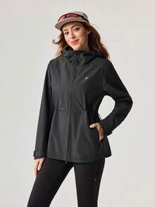 OutZeal Áo khoác ngoài trời chống thấm nước dành cho nữ, có khóa kéo, túi, dây rút ở eo, thích hợp cho cắm trại, leo núi, mùa đông. - màu đen - Xem 10