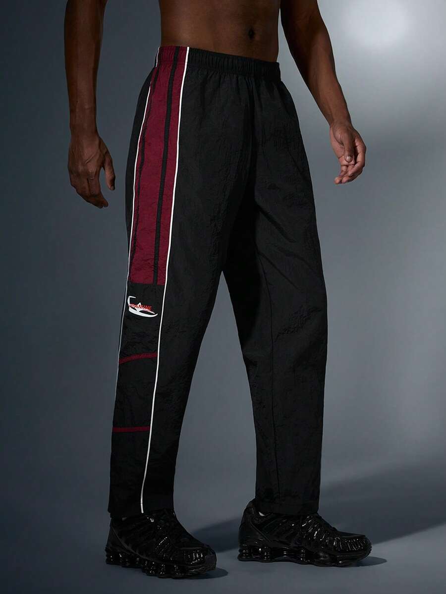 Acti Log Men's Contrast Color Print Casual Sports Pants Sweat Pants - Black - View 1