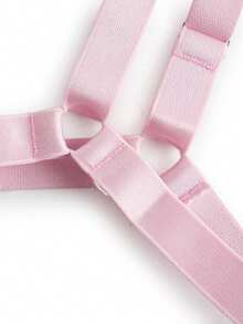 SHEIN 1 件女士性感柔软粉色 PU 皮革连体紧身衣，带钢圈内衣外套，外出必备 - 粉色 - 查看 4