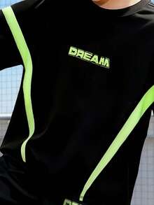 Fantacosmos 男童印花T恤裤套装（2件套），时尚欧美街头风，春夏款 - 黑色 - 查看 5