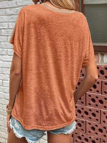 EMERY ROSE Two Tone Cut Out Dolman Sleeve Tee - Multicolor - View 2