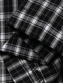 DAZY Conjunto de pijama feminino com camiseta folgada estampada com letras e cachorrinho e calça xadrez. - Preto - Ver 7