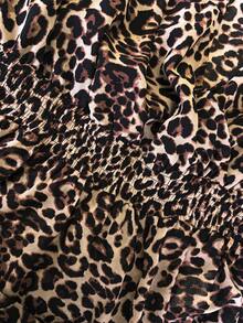 Elenzga Blusa in chiffon con scollo a V e stampa leopardata, manica corta, vita stretta, elegante per uscite e pendolarismo, taglie comode - Multicolore - Visualizzare 5
