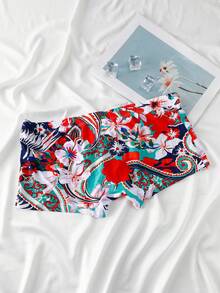 Manfinity Swimmode 男士印花抽绳腰泳裤 - 彩色 - 查看 4