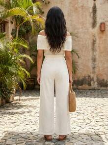 Mujer Pantalones Casual Tela Suave Pierna Ancha Ajuste Suelto Sin Cuello Sin Mangas Primavera Verano Uso Diario Pantalón - Blanco - Ver 3