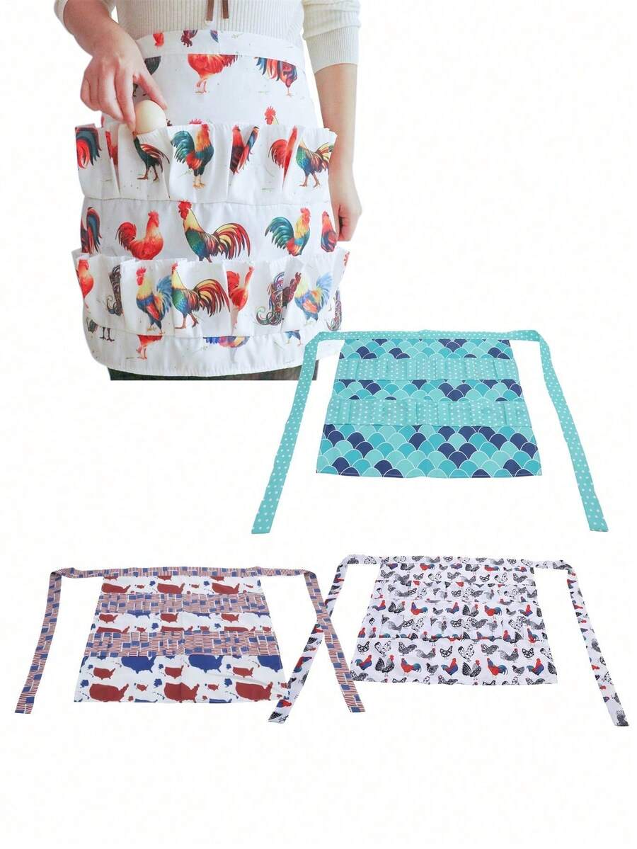 1Pc Pockets Egg Collecting Apron Chicken Farm Work Aprons Carry Egg Collecting Farm Apron Kitchen Garden Aprons, Multi-Pocket Shatter-Resistant Skirt Multiple Styles For Picking Up Eggs Convenient - Multicolor - View 1