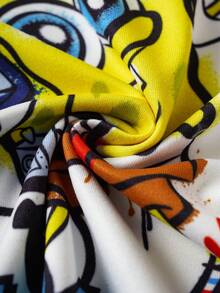 SpongeBob SquarePants | SHEIN 男童休闲日常通勤时尚街头可爱卡通字母图案宽松T恤，夏季 - 彩色 - 查看 6