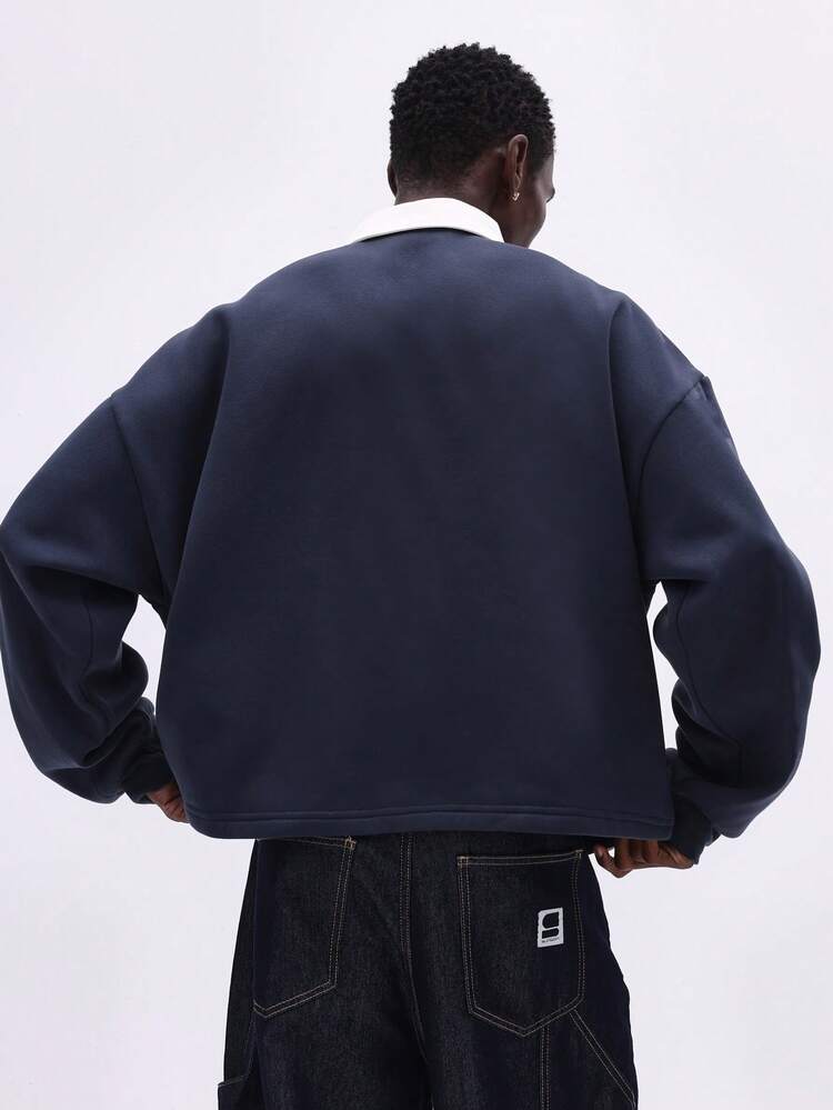 Oversized Numeric Graphic Polo With White Collar