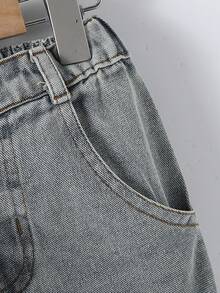 SHEIN 男童休闲连帽上衣搭配多口袋直筒工装裤牛仔套装