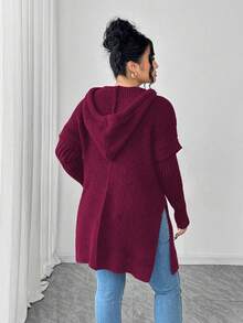 Elenzga Women's Plus Size Hoodies Burgundy Autumn Smart Casual Everyday Loose Fit Hooded Long Sleeve Sweater,Curve Fall Clothes 8xl Outings Jumper - Red Violet - View 2