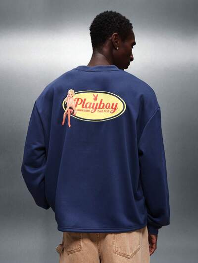 PLAYBOY X SUMWON Navy Sweatshirt With Logo Design