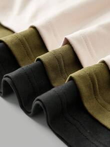 SHEIN BASICS 3件套纯色针织长袖修身高领迷你连衣裙（女款） - 軍綠色 - 查看 5