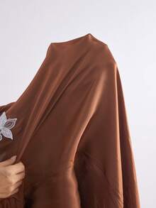 Al Najma Women's Elegant Long Sleeve Turkish Kaftan & Arabic Traditional Maxi Dress - Brown - View 9