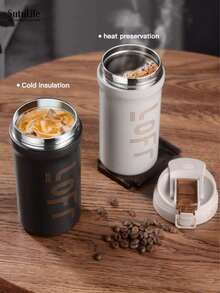 1 pièce, Gourde de voyage en acier inoxydable de 600 ml, convient pour les boissons chaudes et froides, crème. Excellent cadeau pour la vaisselle, les articles de cuisine, les fournitures scolaires, les accessoires de voyage en été et en hiver 2025 Rentrée des classes - Multicolore - Voir 6